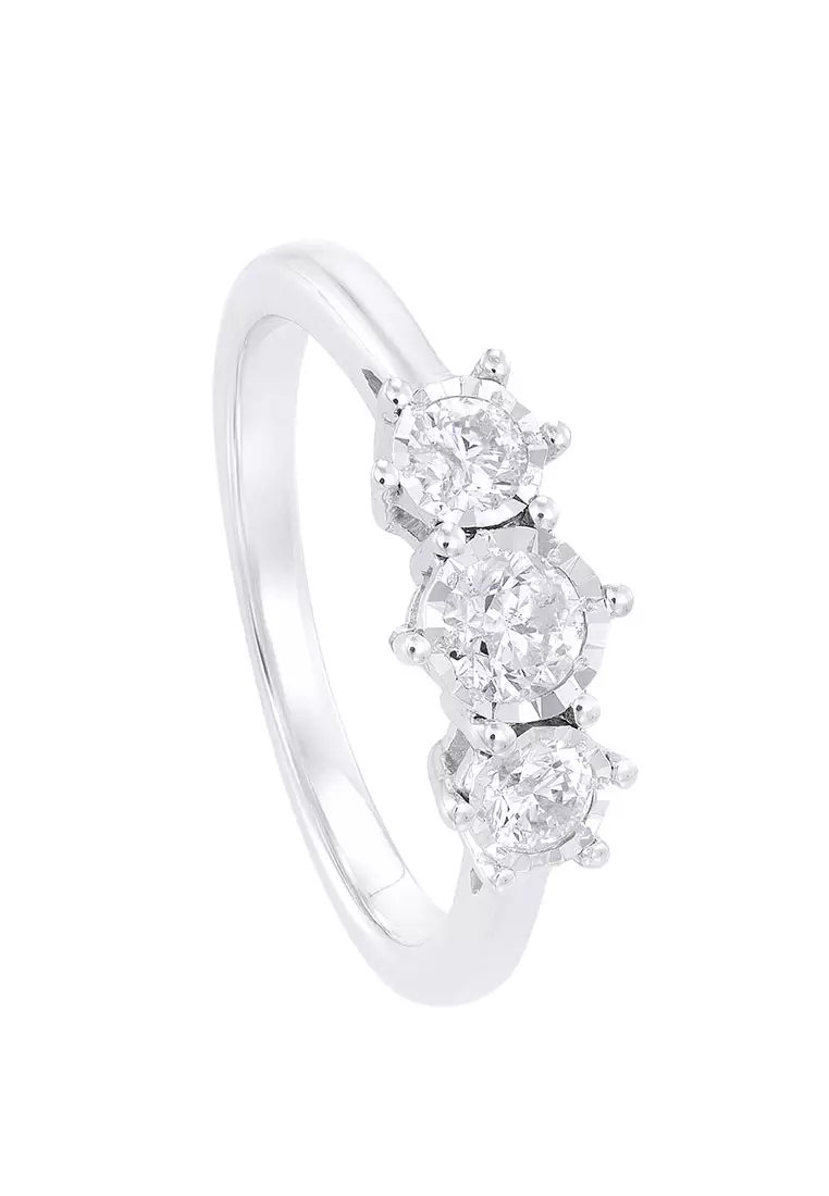 White gold sale trilogy diamond ring