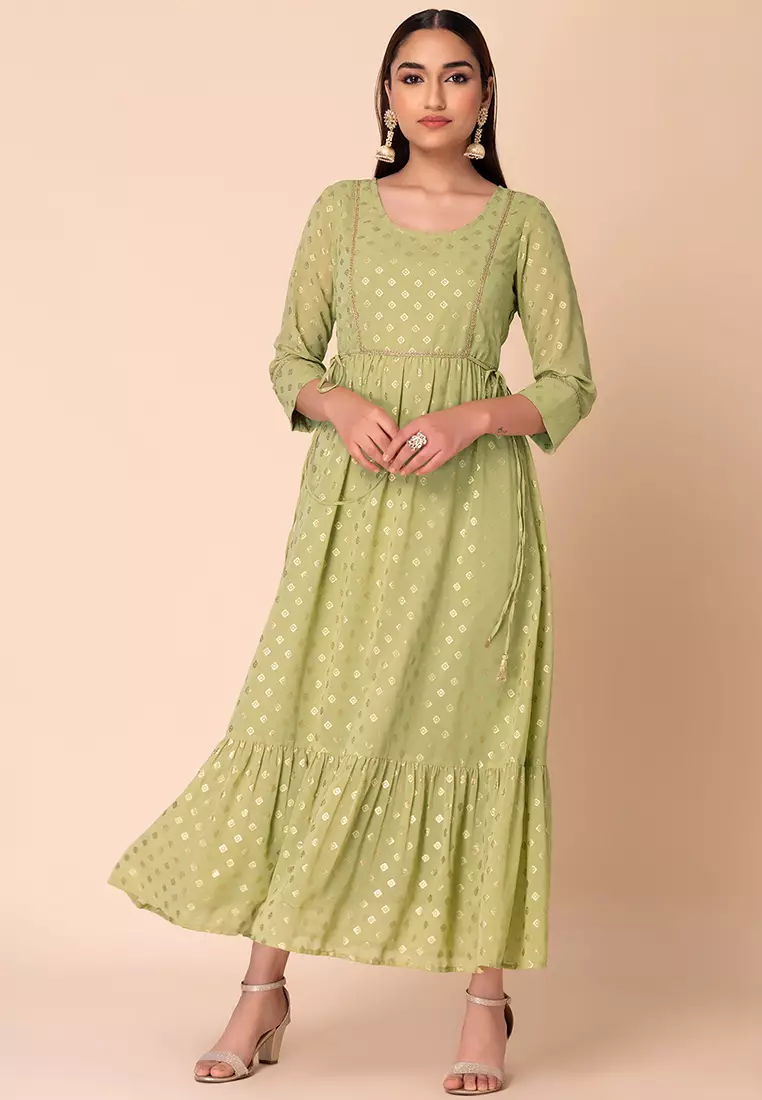 halloween green dress Emerald Green Chikankari Strappy Kurta Set (Set of 3) – Shop Label  Aishwaryrika main image 0