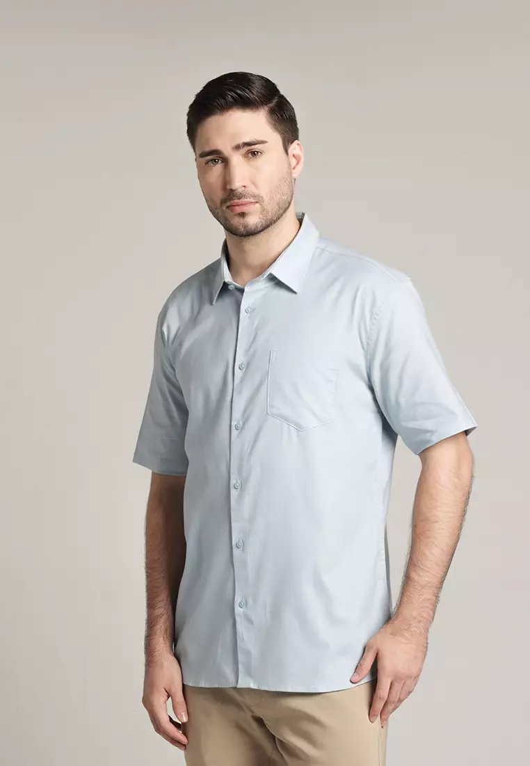 MOC Kemeja Lengan Pendek Pria Ehno - Light Blue