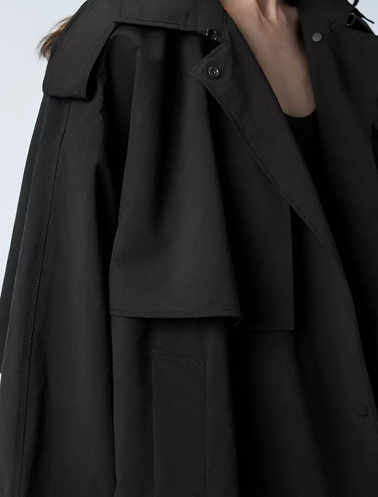 宽松长袖短款风衣