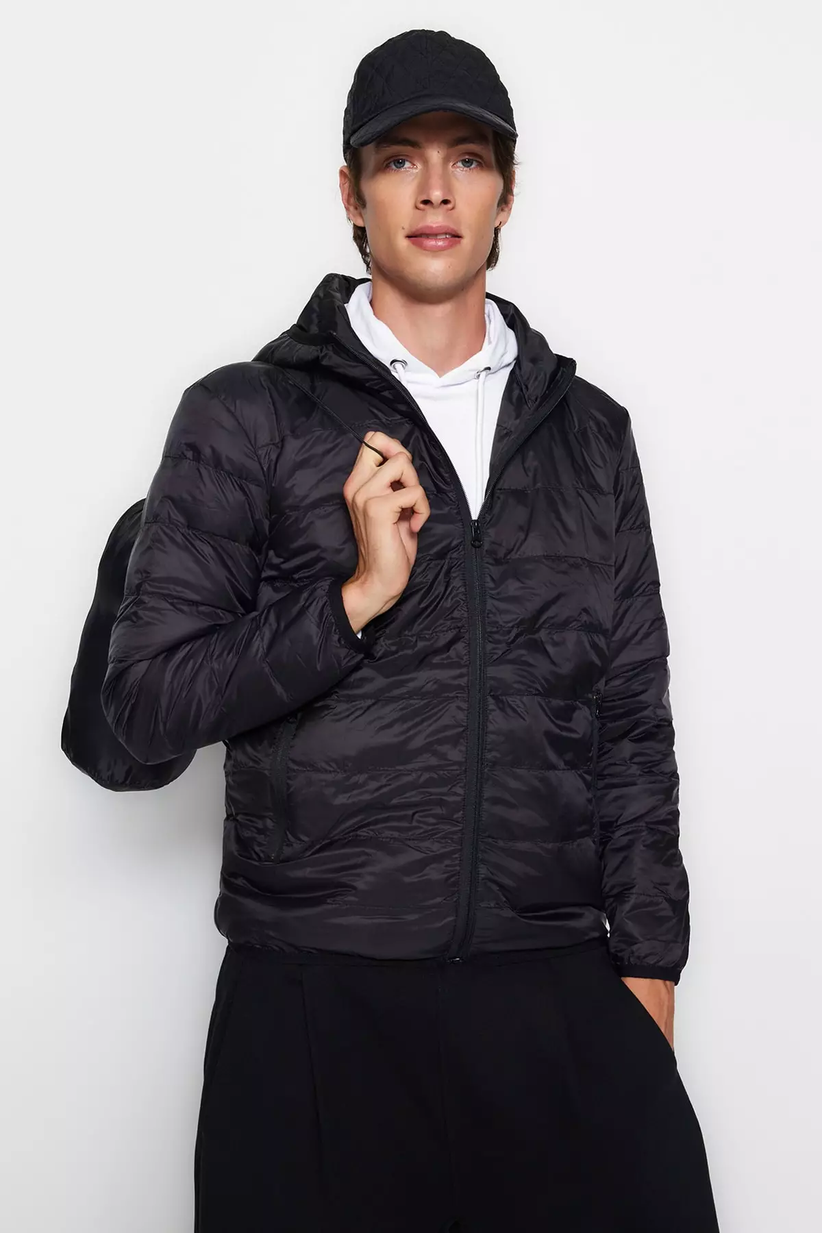 Mens puffer jacket on sale in a bag