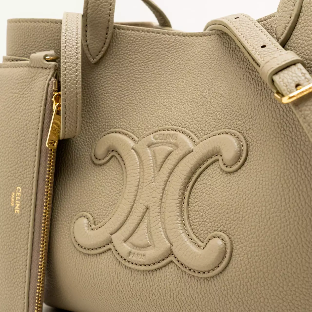 Mini Cabas Anais Cuir Triomphe in Grained Calfskin Modern Taupe