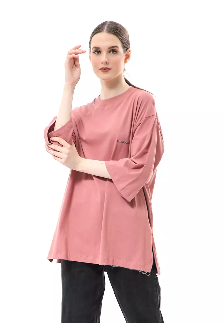 Wina Kaos Atasan Wanita Polos Basic Oversize - Dusty Rose