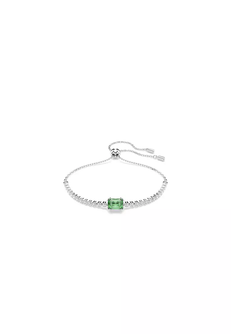 Buy Swarovski Matrix Tennis bracelet, Mixed cuts, Green, Rhodium
