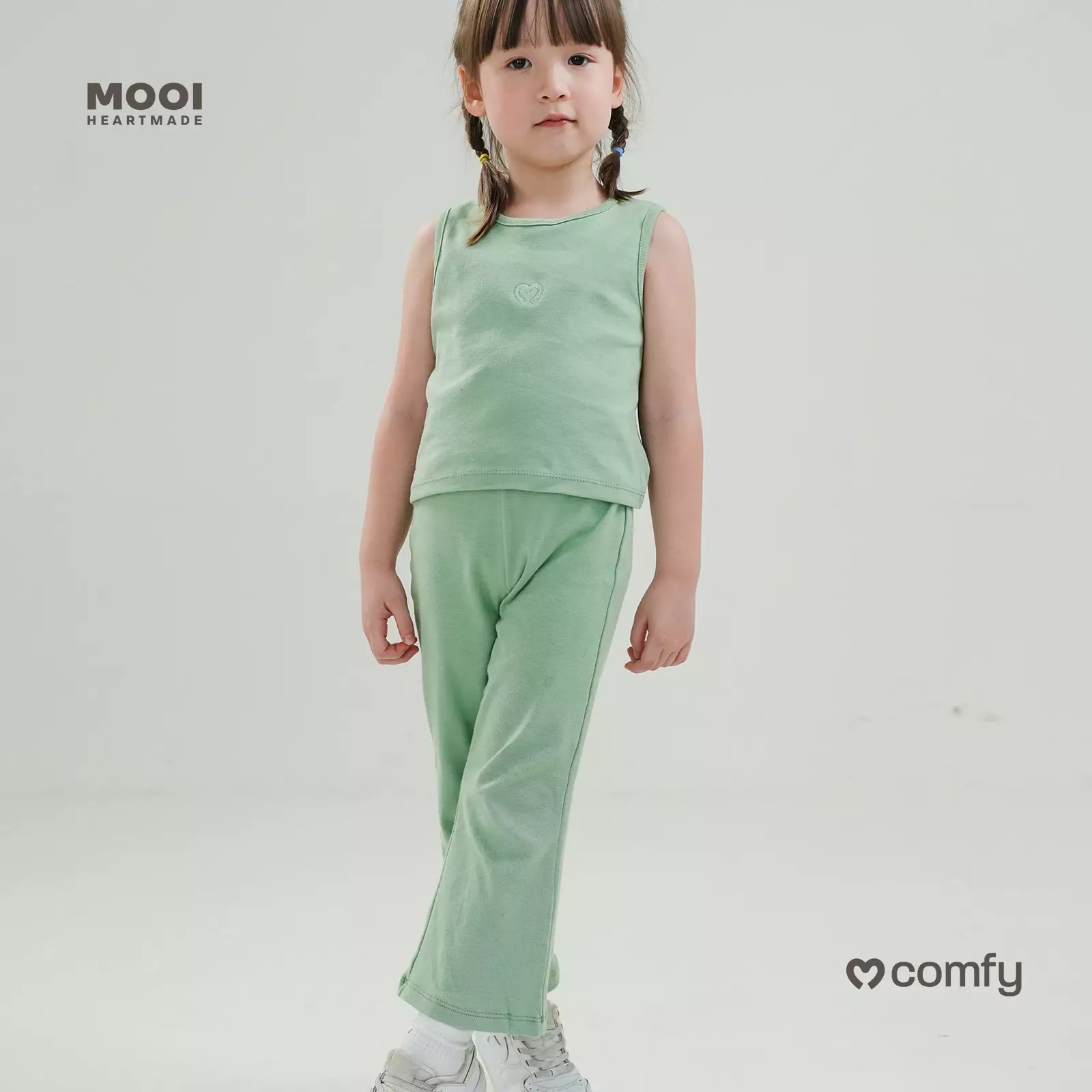 Mooi Celana Panjang Anak Perempuan Comfy Bootcut Legging - Sage Green