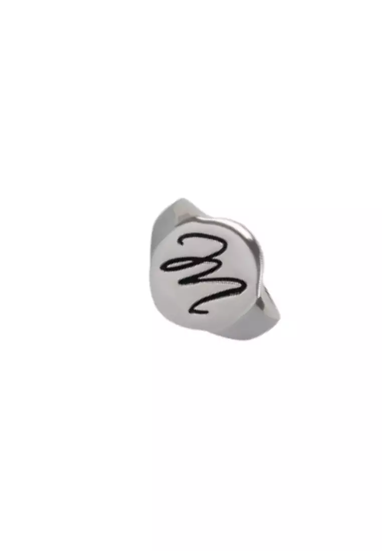 Buy Foundry Sterling Silver Letter Signet Ring - M 2026 Online | ZALORA ...