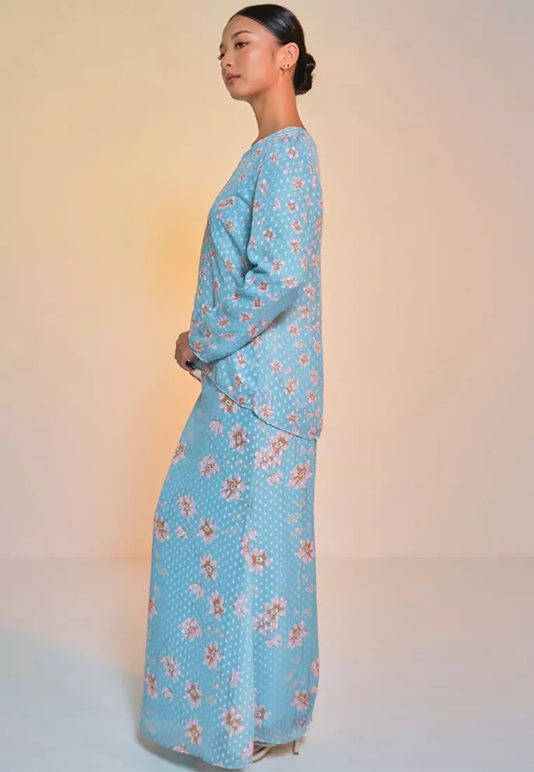 Serilina Blouse & Skirt - Turquoise/Pink Floral