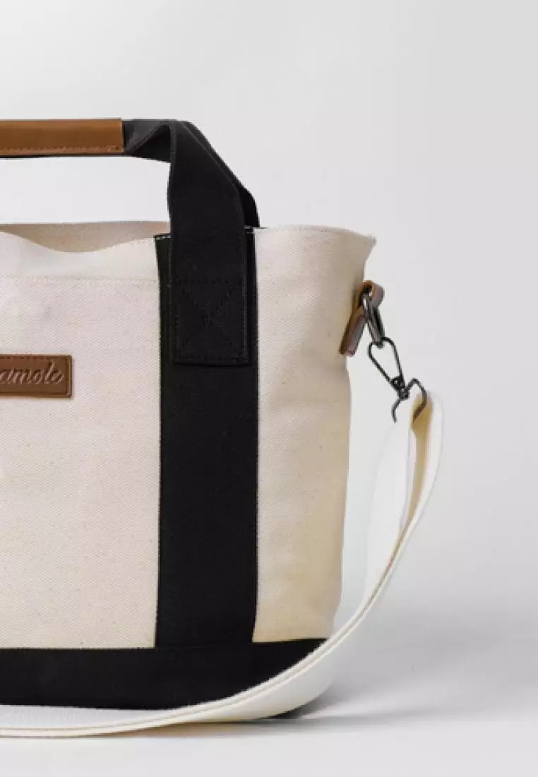 Pamole - Tas Selempang Wanita Bahan Kanvas Penutup Resleting - Kelly Series Comb Hitam