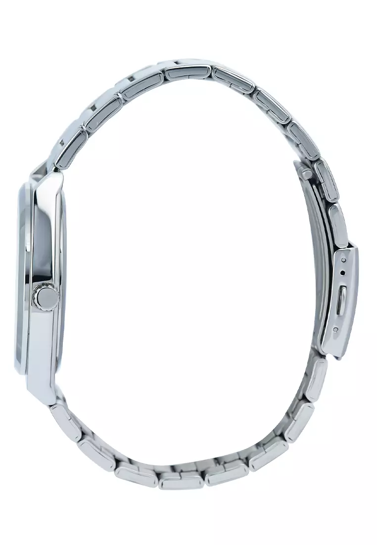 Casio Moon Phase Chronograph - Jam Tangan Analog Pria - Silver White - Stainless Steel - MTP-M300D-7AV