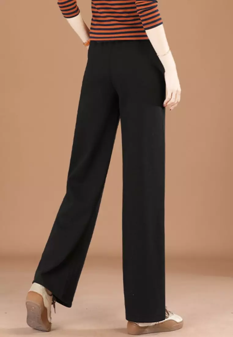 Buy A-IN GIRLS Elastic Waist Black Casual Pants Online