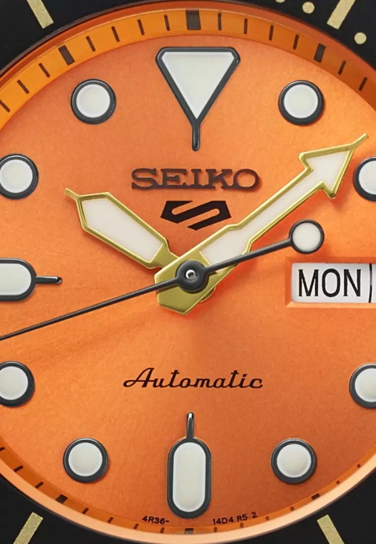 精工 5 Sports SKX 系列「Midi」橘色 38 毫米自動腕錶 SRPK35K1