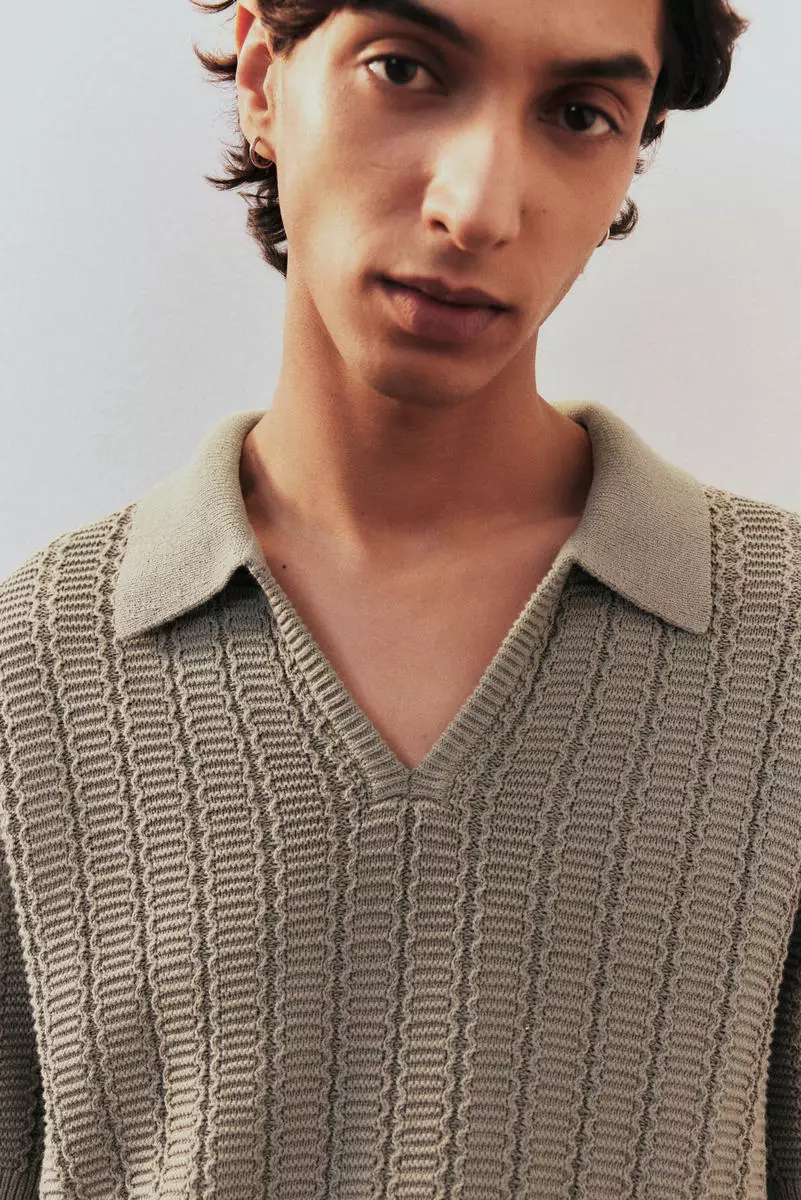 Regular Fit Textured-knit polo shirt