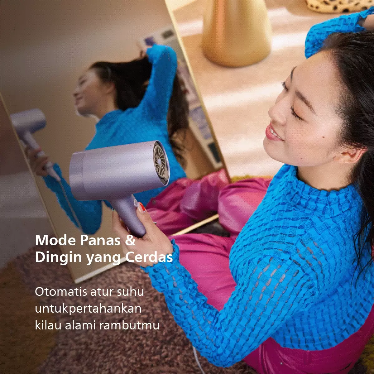 Philips Hair Dryer Metal Purple Magne BHD720/10 Pengering Rambut