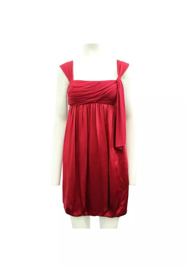 Red silk cocktail dress cheap