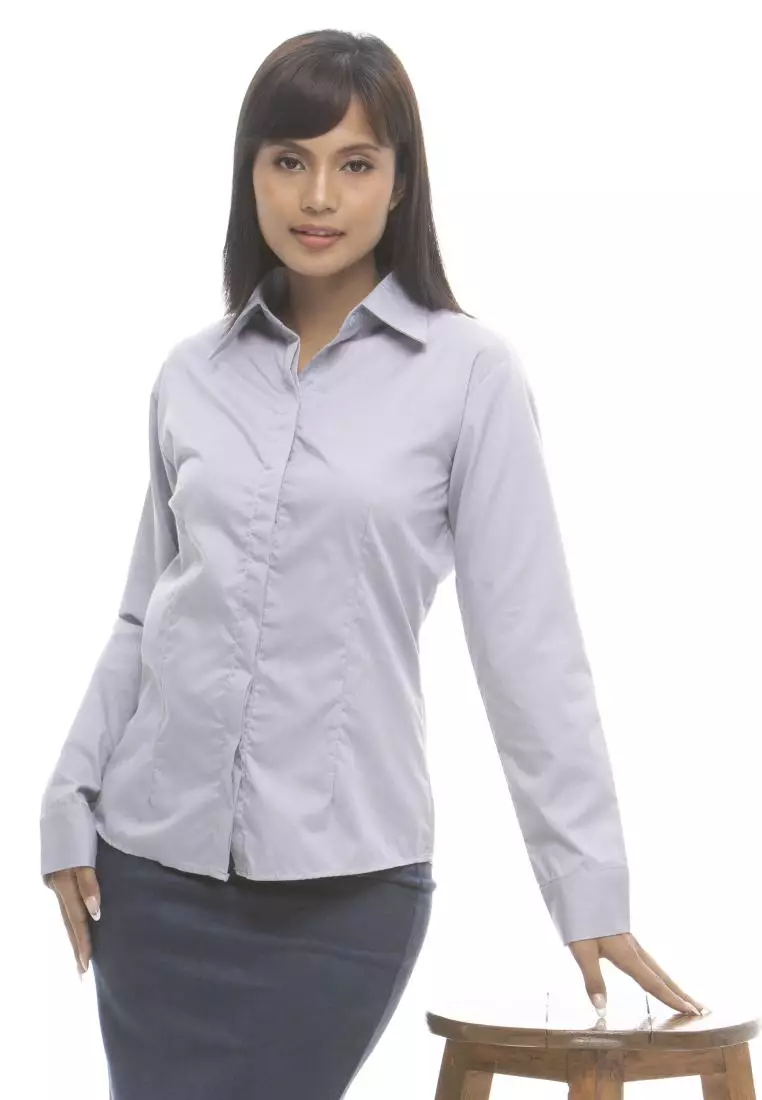Delaney Pinstripe Long Sleeve Office Blouse