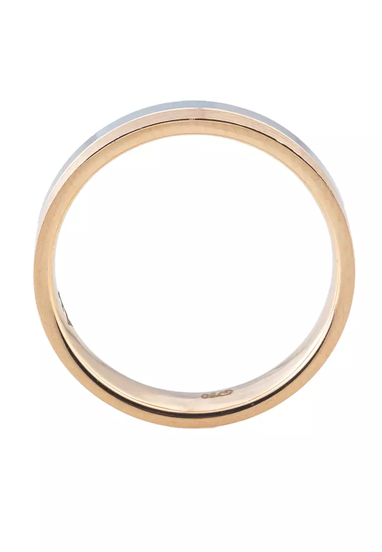 LITZ 18K 白金與玫瑰金鑽石男士戒指 C-WB0024M