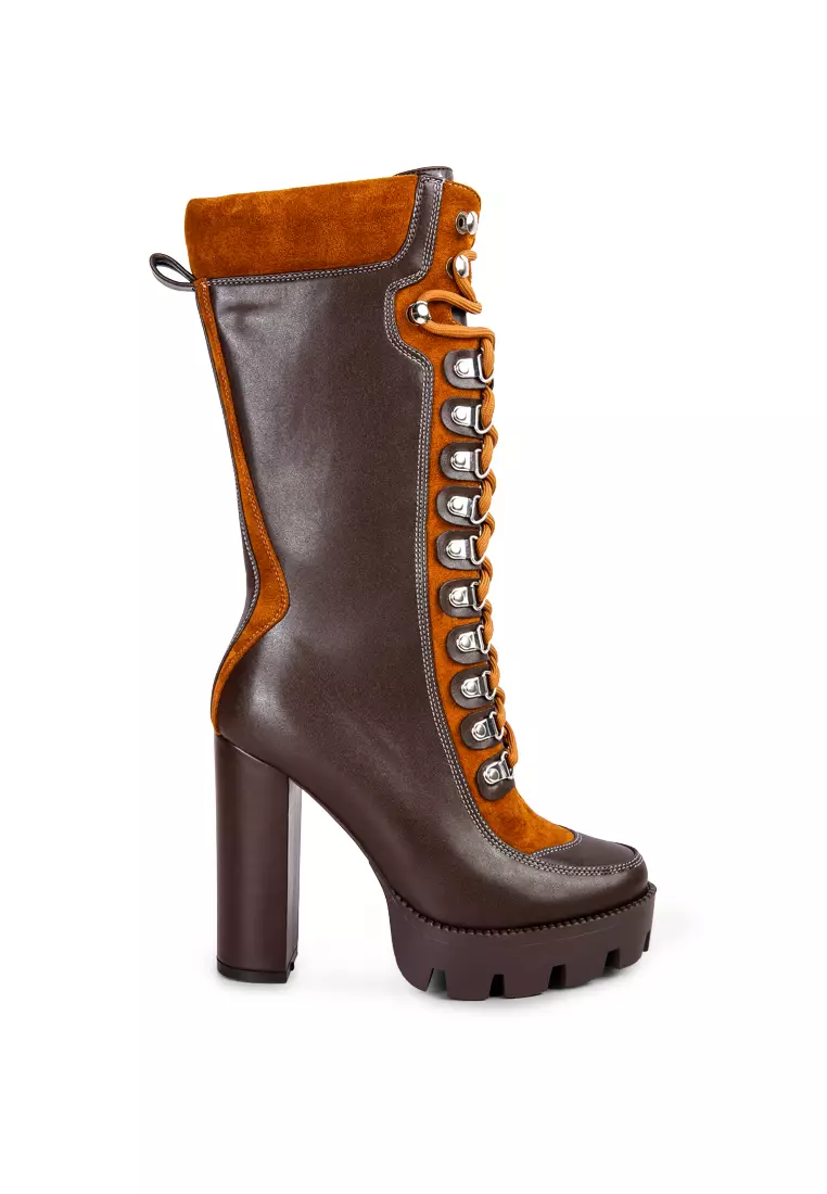 Discount on London Rag  shoes - SKU: Brown Over The Ankle Cushion Collared Boots