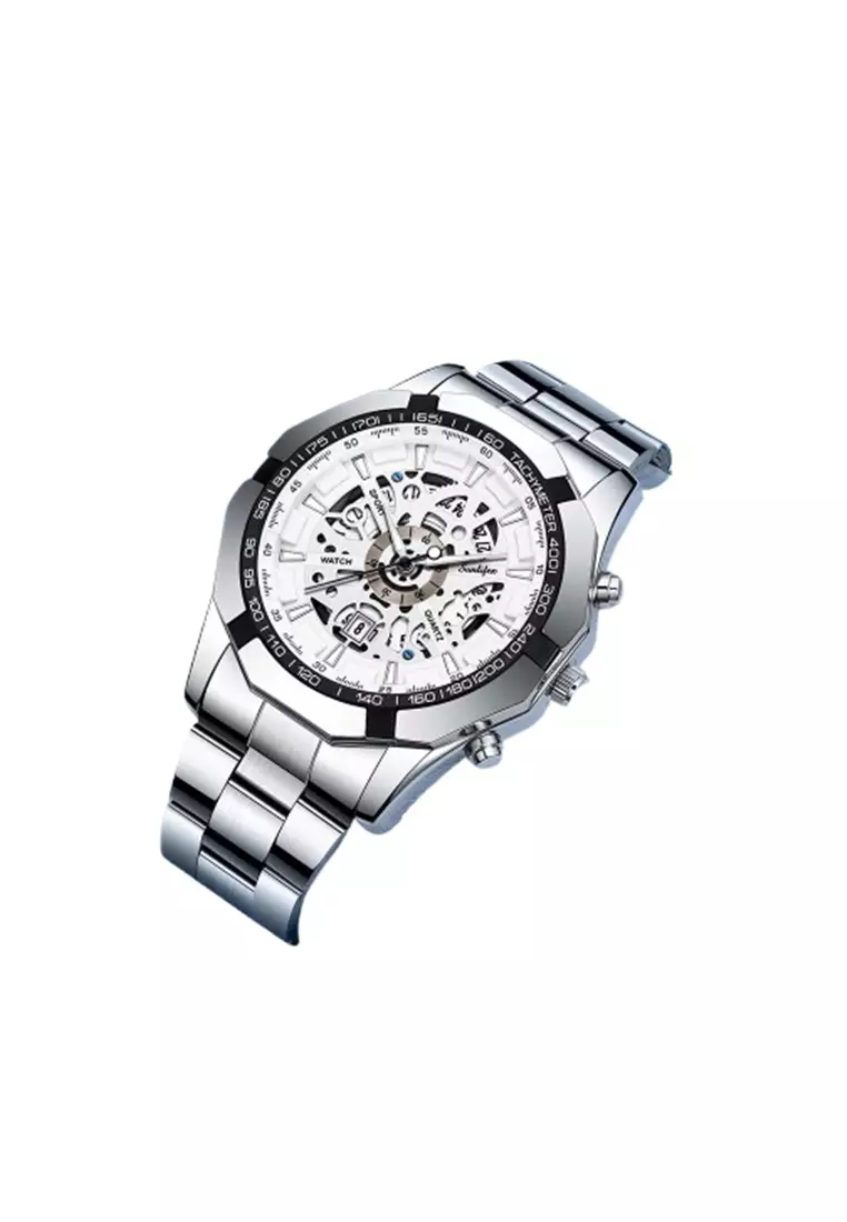 Jam Tangan Analog Pria Watch Quartz Waterproof Stainless Steel B-45 ORIGINAL