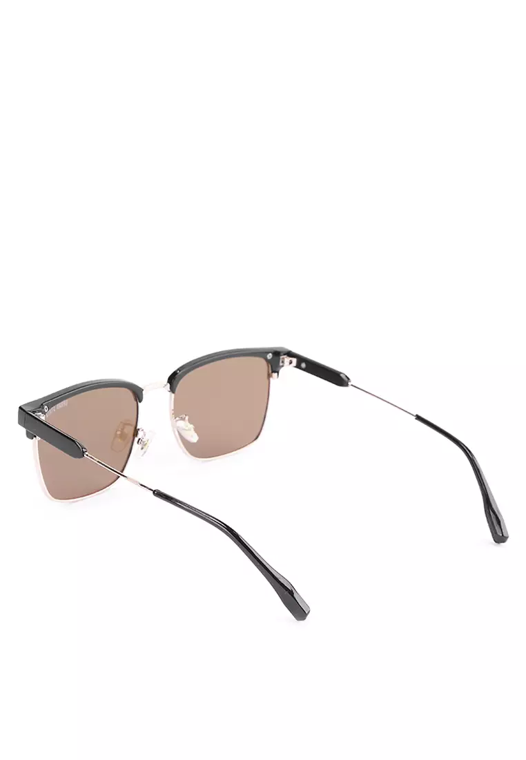 Polarized Stainless Frame Clubmaster Square Sunglasses