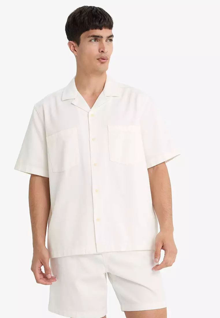 100% Cotton Relax Fit Cotton Short Sleeve Shirt E1386Ax25Sm