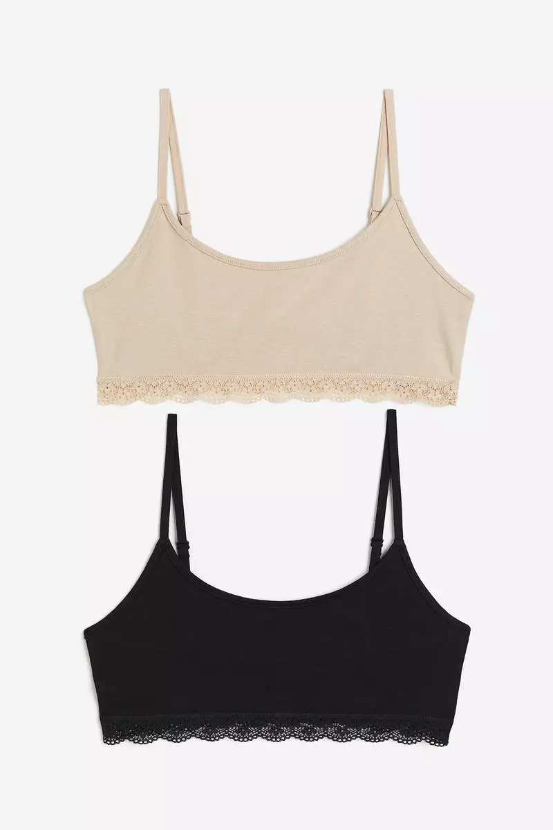 Buy H&M 2-pack non-padded cotton bra tops 2024 Online