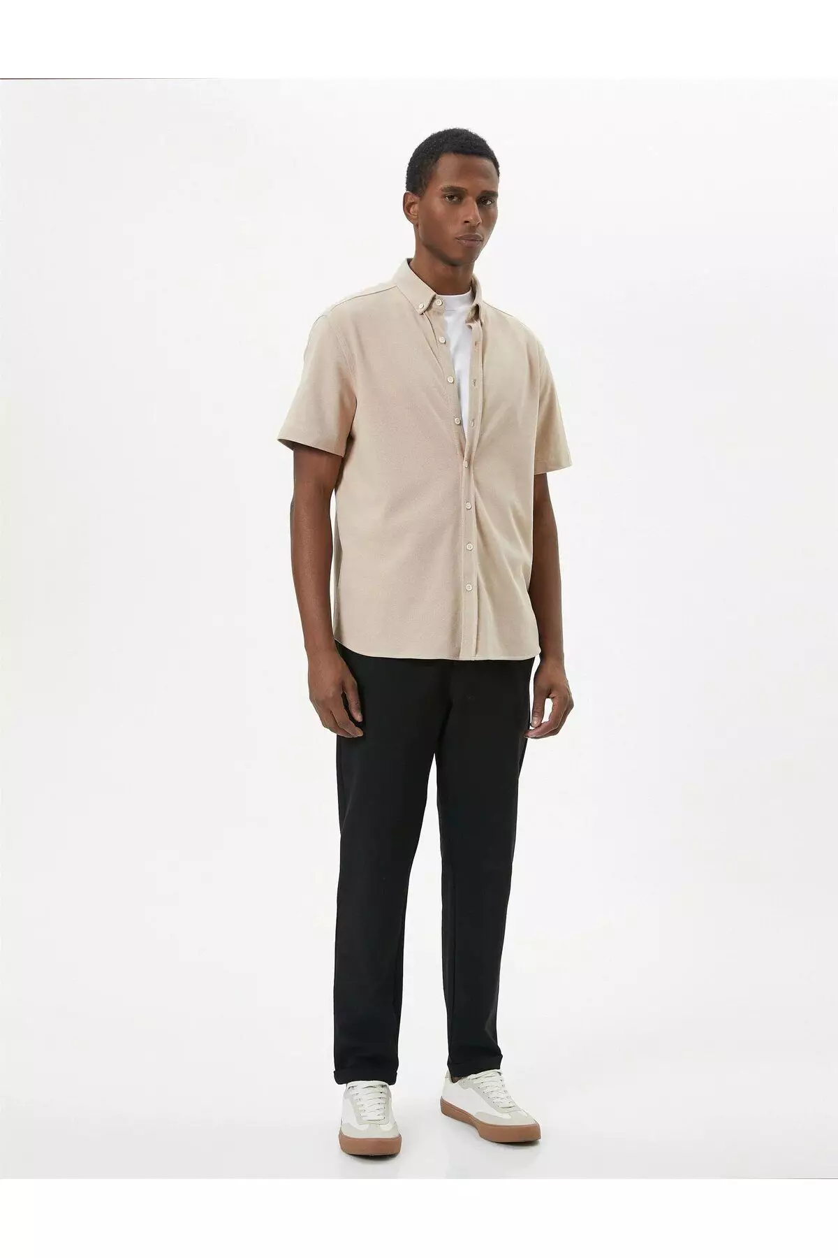 Discount on KOTON  shoes - SKU: Short Sleeve Shirt Thick Fabric Classic Collar