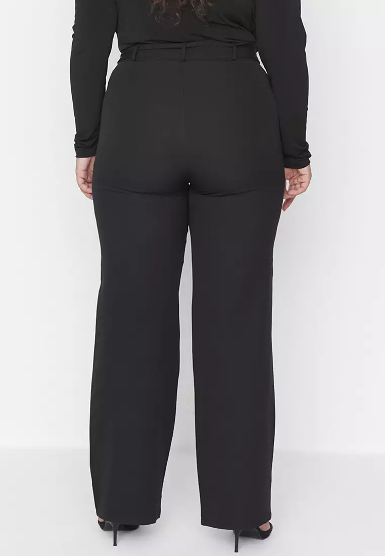 Plus Size Belted Long Trousers