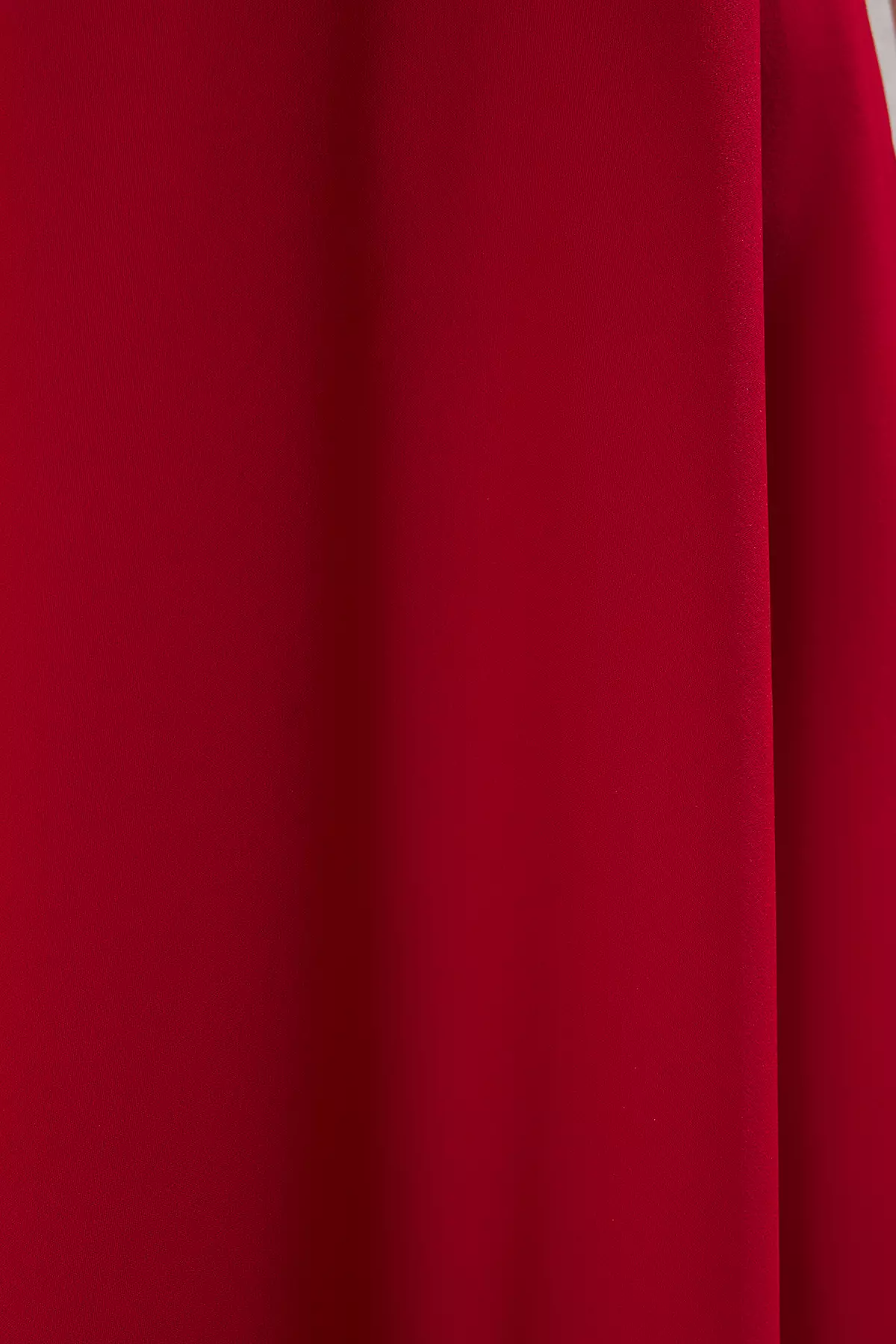 Red A-Line Strap Detailed Woven Midi Chic Evening Prom Dress TPRSS24EL00251