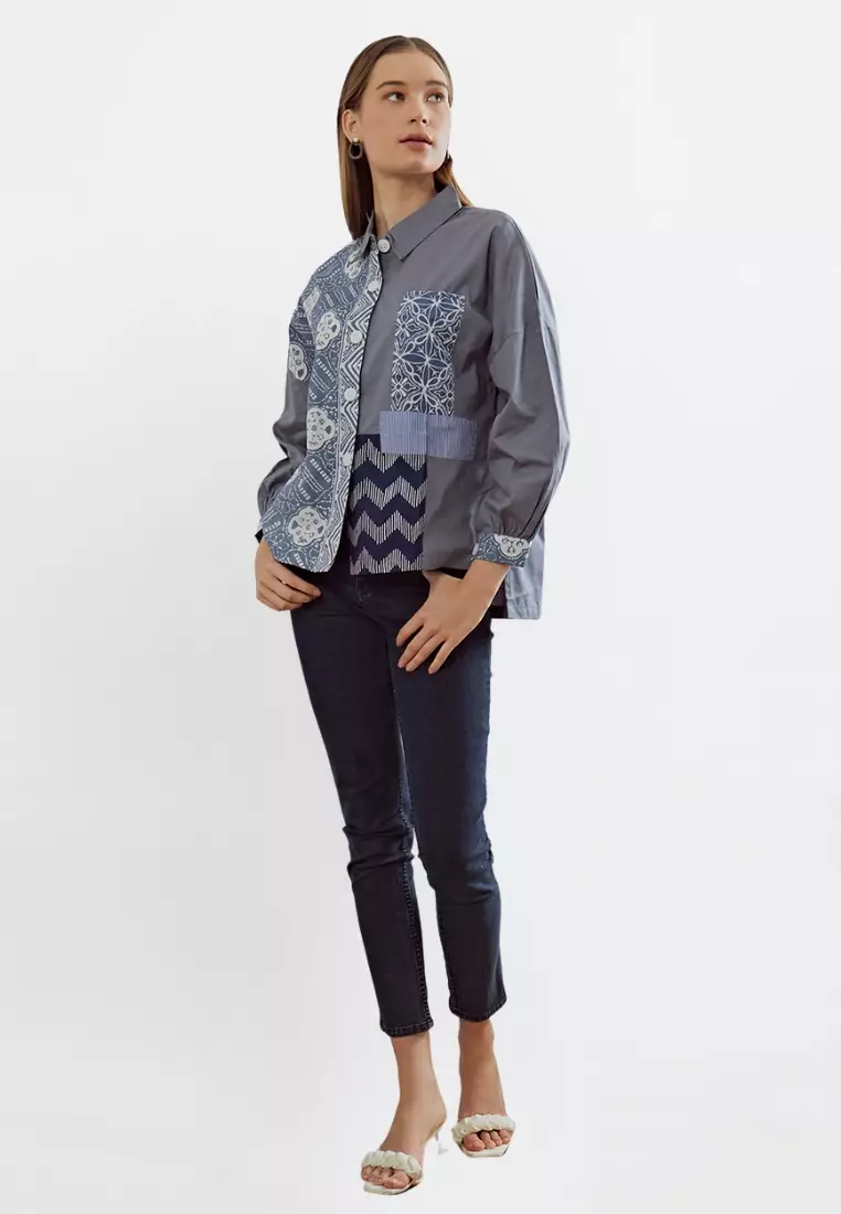 Blouse Batik Jiso Abu | Atasan Muslim