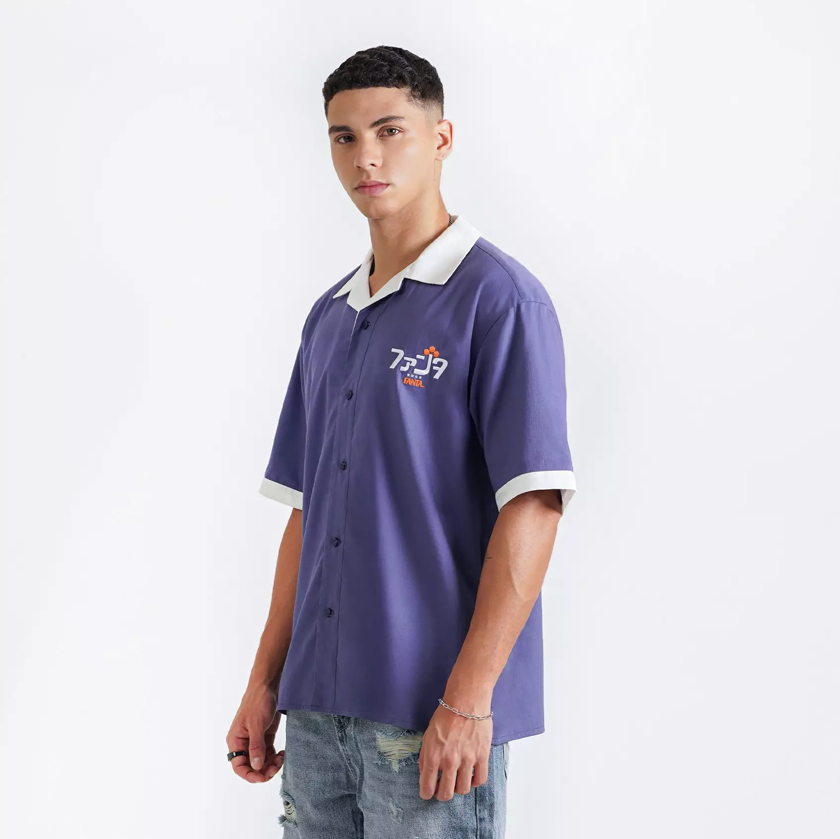 CELCIUS FANTA Resort Purple Bowling Shirt LIN001497C Purple