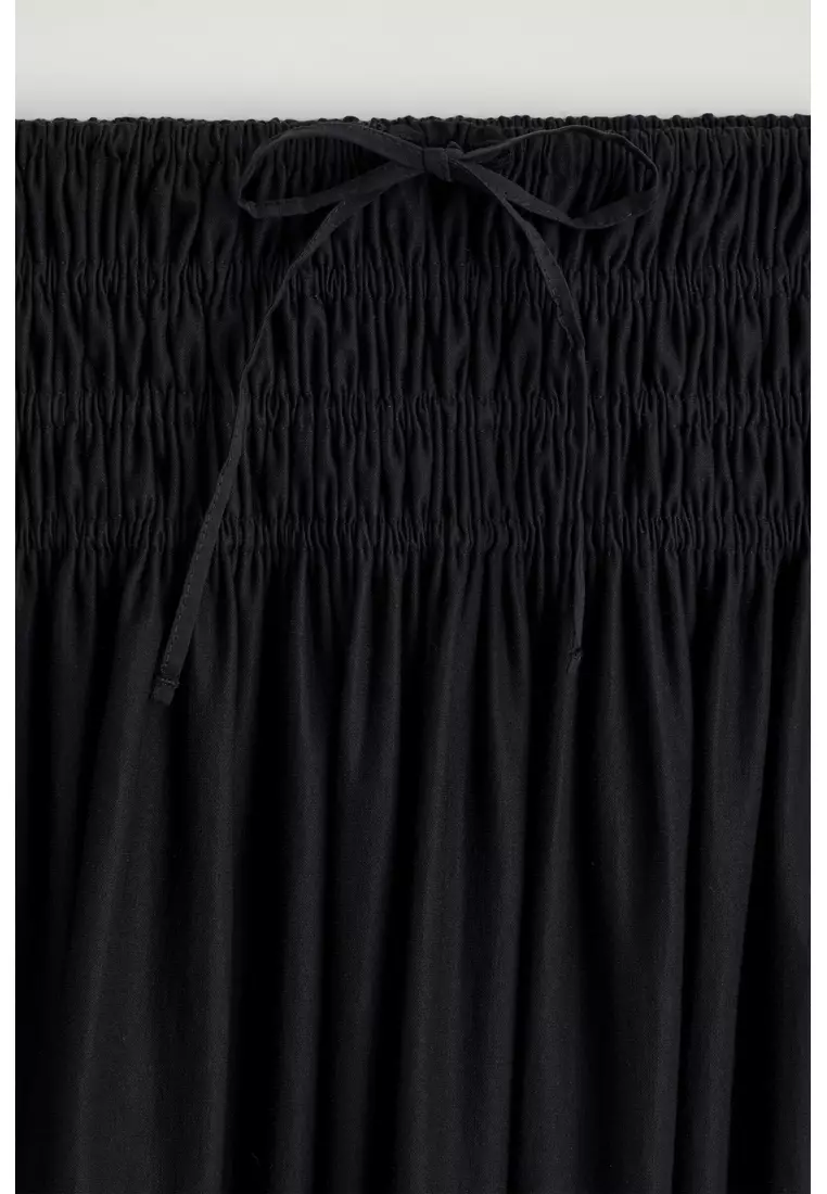 RUCHED-WAIST MIDI SKIRT