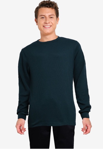 GAP green Waffle Crew Solid Sweater F4AF3AA8577E5DGS_1