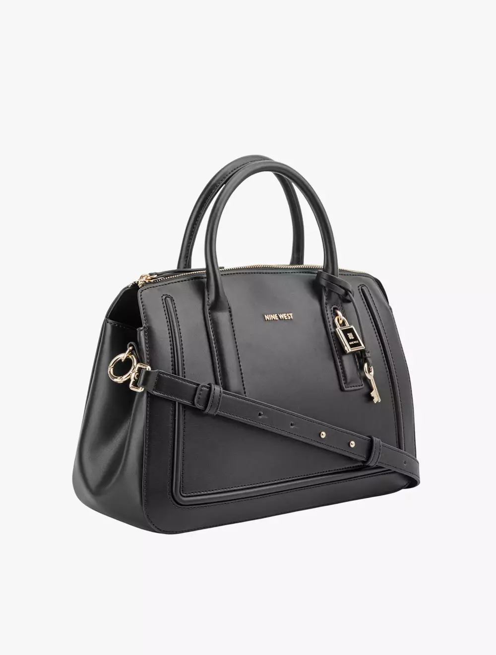 Nine West Tenely 2 Comp Satchel Womens Crossbody Bags - Black