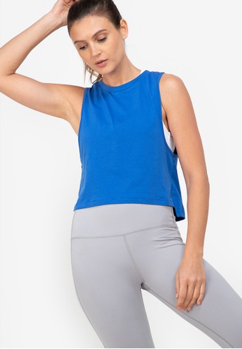 ZALORA ACTIVE blue Split Hem Muscle Tank Top E4FEDAAF21A9FDGS_1