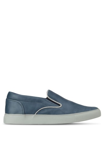 Contrast Piping Faux Leather Slip On Sneaker