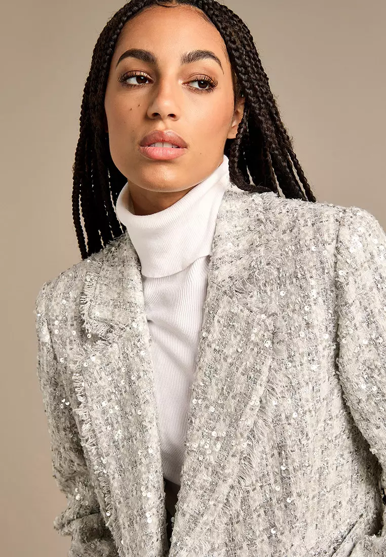 Olivia Silver Sequin Boucle Blazer