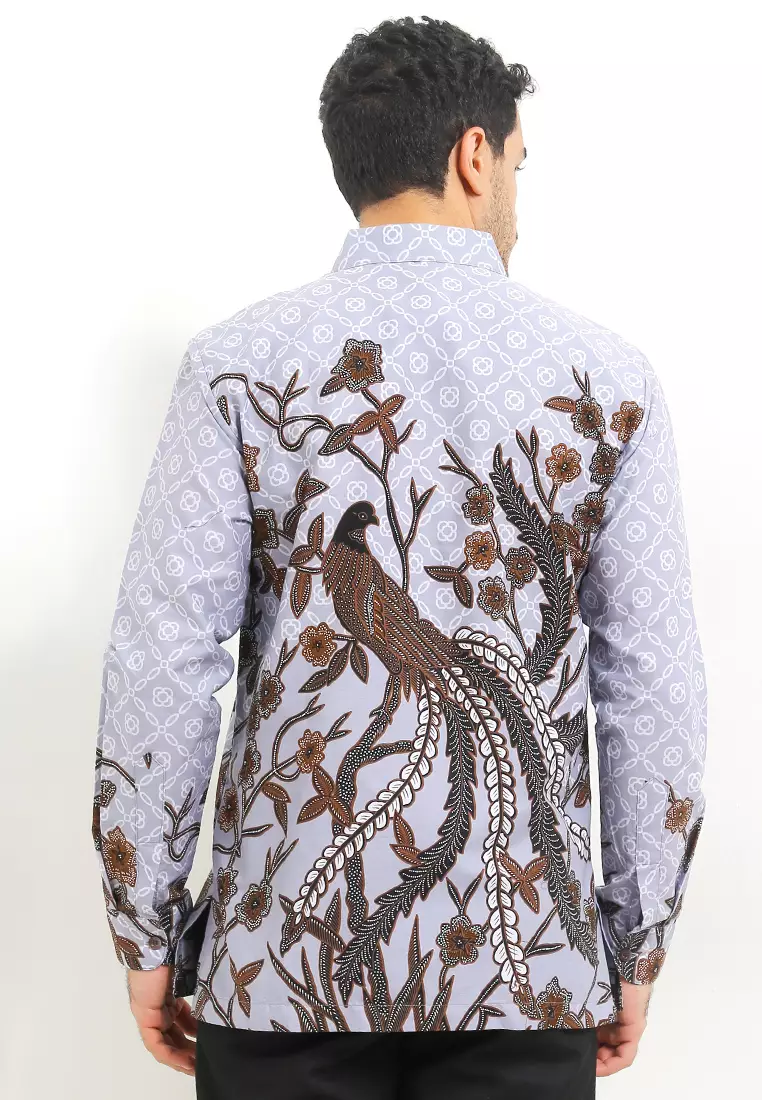 Kemeja Emir Batik Pria Lengan Panjang Grey