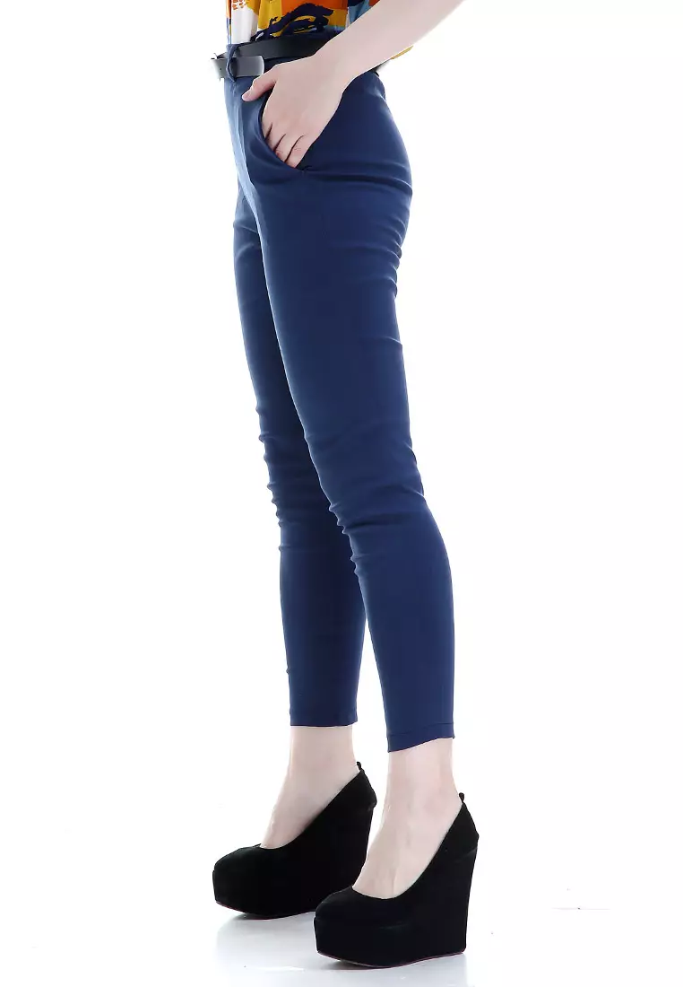 Hazel Celana Chino Wanita Bawahan Kasual Baggy Pants Woman - Navy