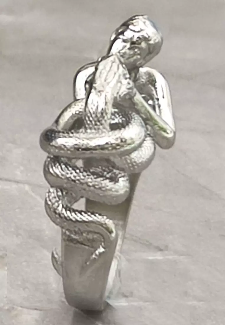 Aksesoris Cincin Pria snake Charmer Ring Silver 
