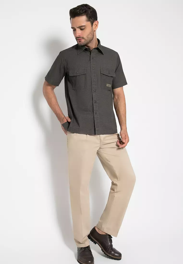 LGS - Celana Casual Pria - Celana Panjang Chinos - Warna Krem - Reguler - LECT.777.011.856.7C