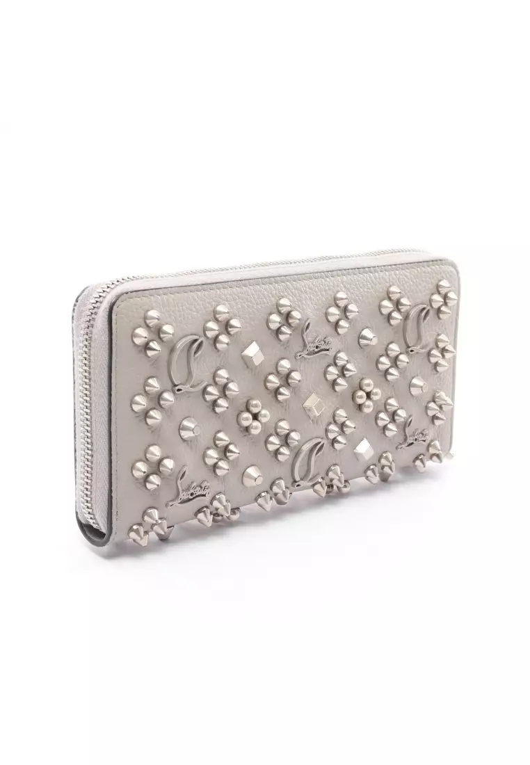 Christian Louboutin W Panettone Wallet Metallic Silver Multi-Colored Spikes