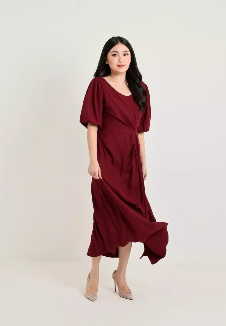 Plus Size Party Dress Arielle Maroon