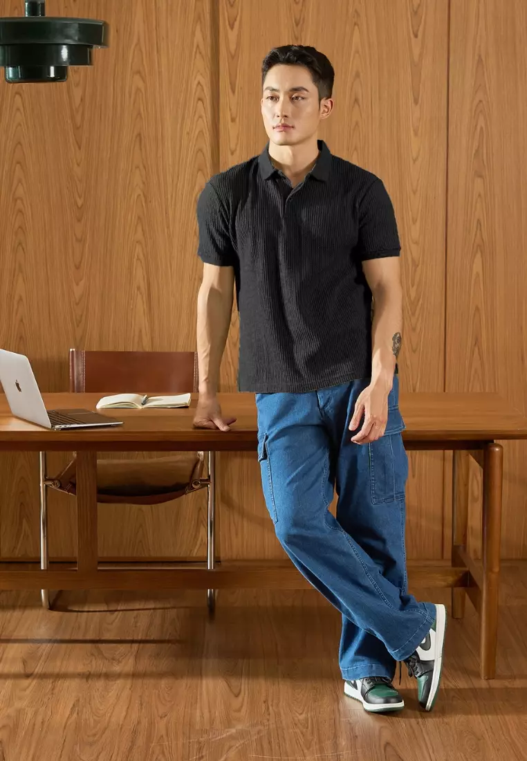 Kale Wale Black / Kaos Rajut Pria Lengan Pendek