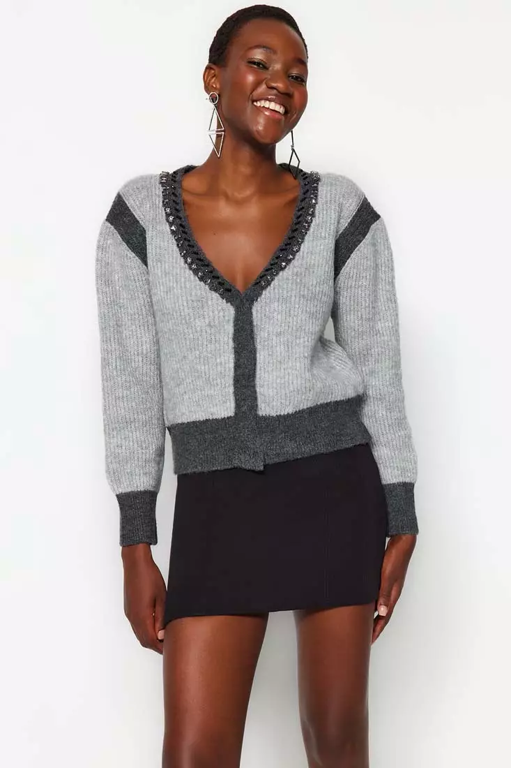 Color discount block cardigans