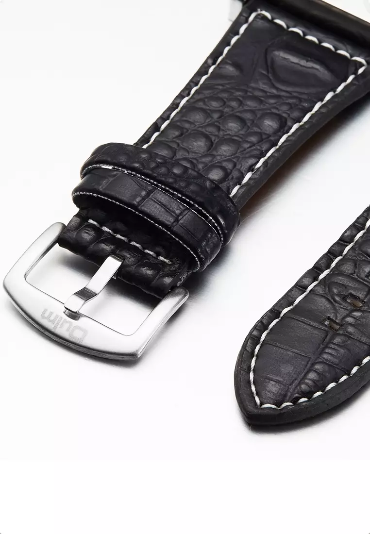 超大號男士石英腕錶 - 50x58 毫米 - 精鋼錶殼，黑色錶盤，黑色錶帶