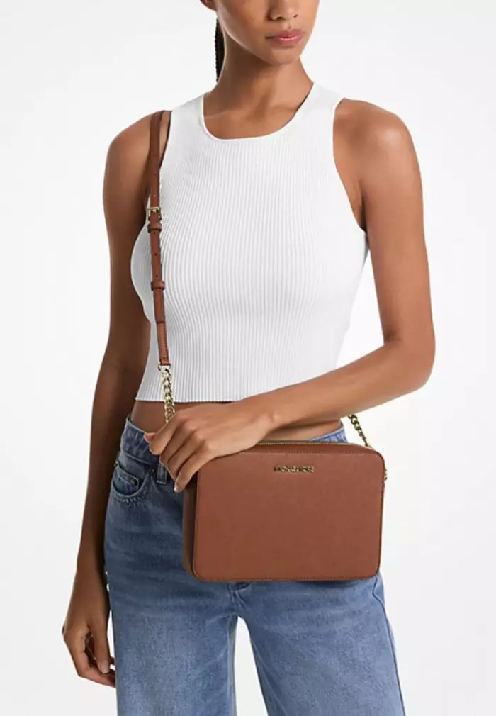 Jual MICHAEL KORS Jet Set Large Saffiano Leather Crossbody Bag