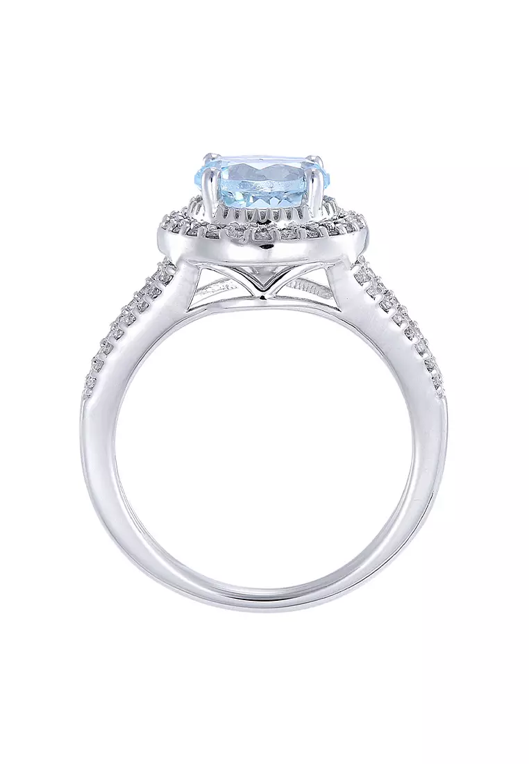 HABIB Aquamarine Cut and Diamond Ring in 375/9K White Gold 265990223(R)