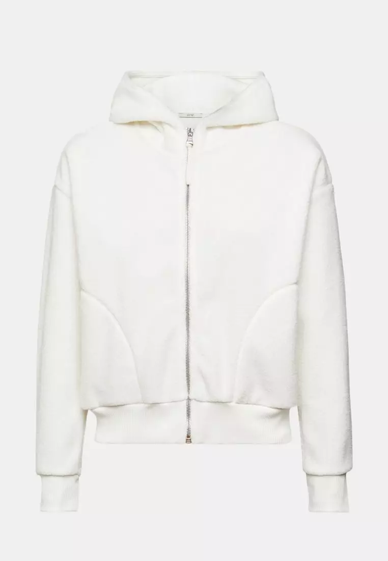 White fleece clearance zip up hoodie