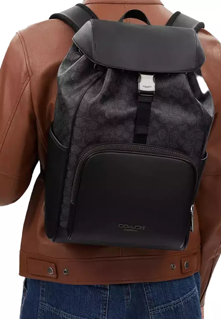 Racer Backpack In Signature Charcoal Black CT707