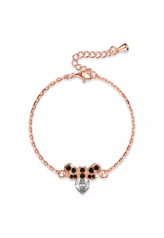 BeeCarra Bracelet Embellished with SWAROVSKI® crystals-Rose Gold/Clear